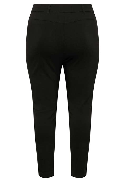 Curve Plus Size Black Bengaline Slim Leg Trousers Yours Clothing