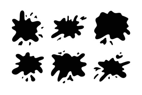 Hand Drawn Blob Elements Ink Paint Splash Stain Spot Splatter Different