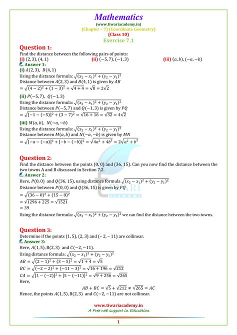 Ncert Solutions For Class Maths Chapter Exercise Online Pdf