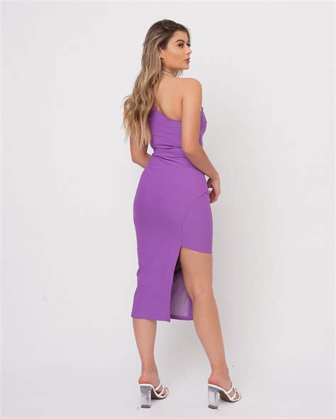 Vestido Miss Misses Tubinho Um Ombro S Roxo Roxo