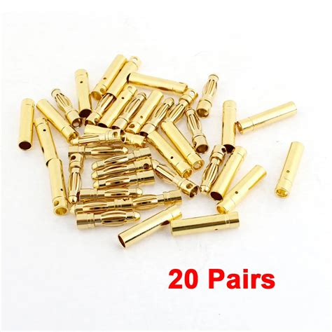 New Pairs Gold Tone Metal Rc Banana Bullet Plug Connector Male