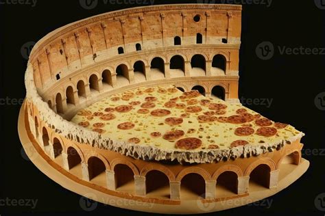 Rome Colosseum Coliseum Made Out Of Pizza Illustration 23913827 Stock