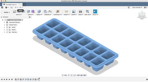 Learn Autodesk Fusion 360 In 30 Days Video Day 5 3d Model Ice Cube Tray Min Product Design Online