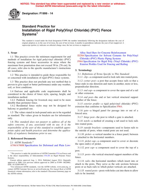 Astm F1999 14 Standard Practice For Installation Of Rigid Poly Vinyl