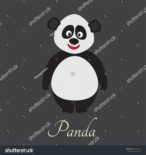 Cute Smiling Cartoon Panda Vector De Stock Libre De Regalías