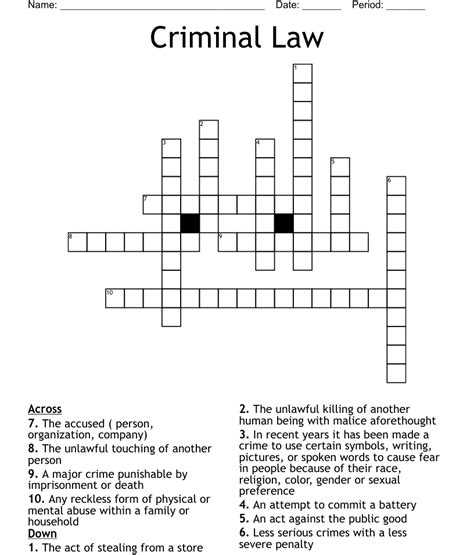 Criminal Law Crossword WordMint