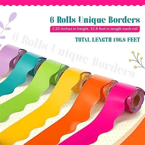 6 Rolls 196 8 Ft Colorful Classroom Borders For Bulletin Board