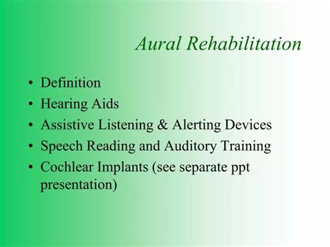 Ppt Aural Rehabilitation Powerpoint Presentation Free Download Id