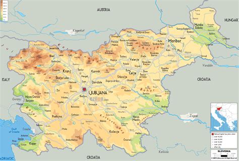 Physical Map of Slovenia - Ezilon Maps