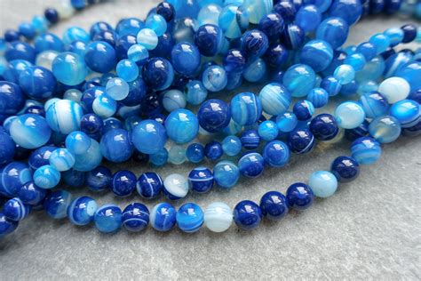 3 Sizes Coloured Blue Agate Beads Gemstone Agate 6mm 8mm Etsy