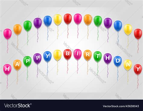 Happy birthday inscription text on balloons stock Vector Image