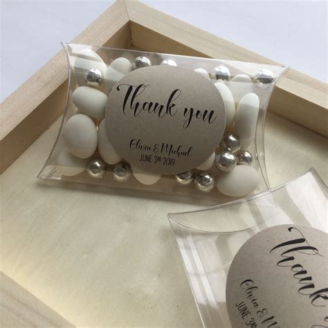 Thank You Set Of 10 Wedding Favor Clear Pillow Boxes Food Safe