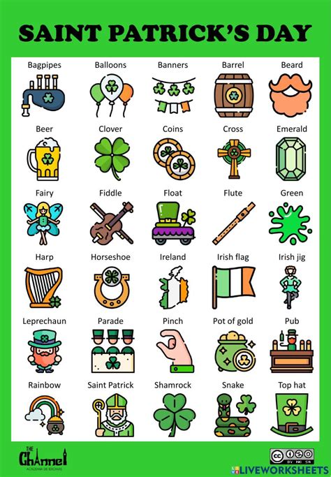 Saint Patrick S Day Vocabulary 30 Words Worksheet In 2024 St