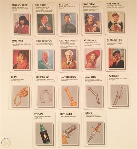 Clue Weapon Cards