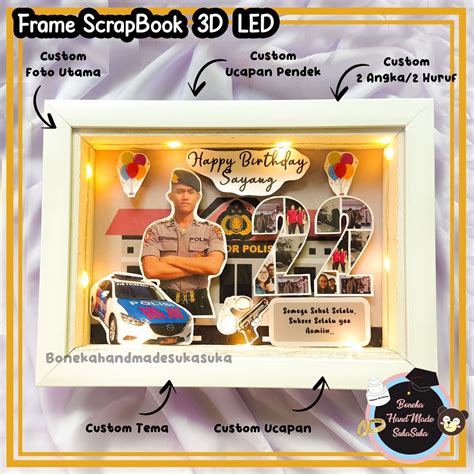 Jual Kado Frame Pop Up Popup Scrapbook 3D Lampu LED Kado Ulang Tahun