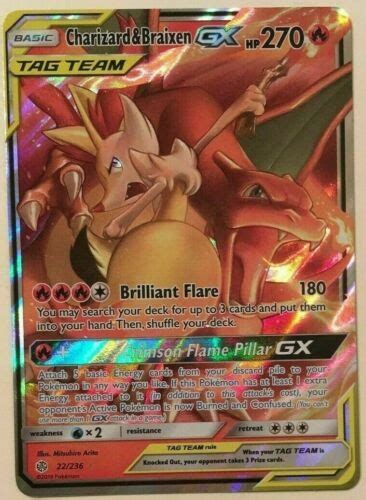 ULTRA RARE Charizard Braixen GX Tag Team 22 236 Pokemon Cosmic