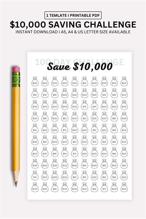 Buy 10K Savings CHALLENGE Printable, 10,000 Saving Tracker, 10K