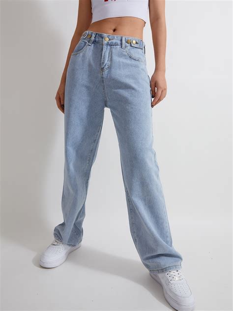 Emmiol Free Shipping High Waist Baggy Boyfriend Jeans Blue Xl In