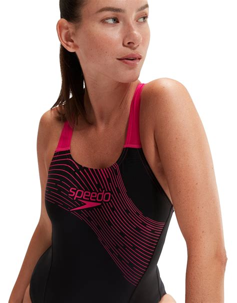 Speedo Medley Logo Medalist Swimsuit Black Pink Simply Swim