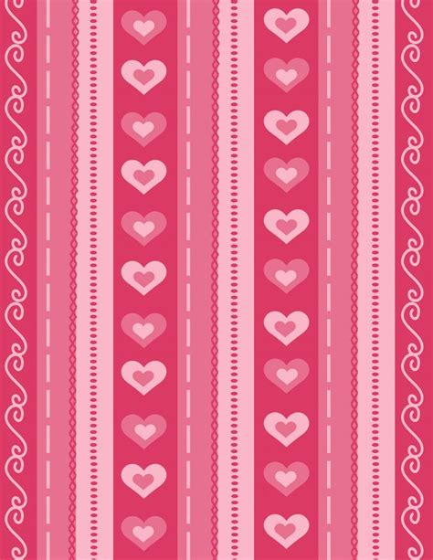 A Pink And White Striped Pattern With Hearts On Its Diagonal Stripes