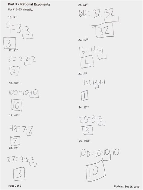 Rational Exponents Worksheet With Answers Hot