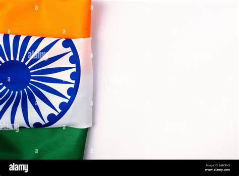 Indian Republic Day Flat Lay Top View Indian Tricolor Flag On White