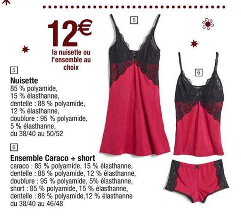 Promo Nuisette Ensemble Caraco Short Chez Migros France ICatalogue Fr