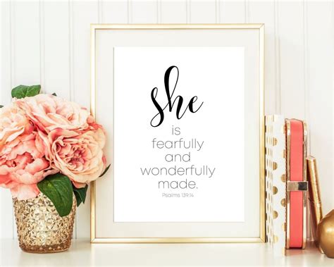 She Is Fearfully And Wonderfully Made Psalm 139 14 Bible Etsy UK