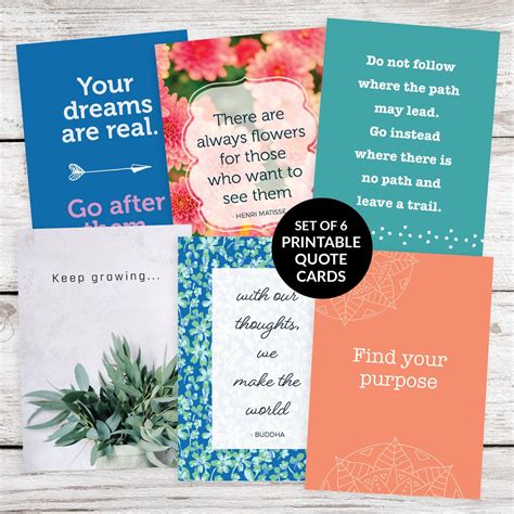 Printable Quote Cards Set No Inspirational Quote Etsy