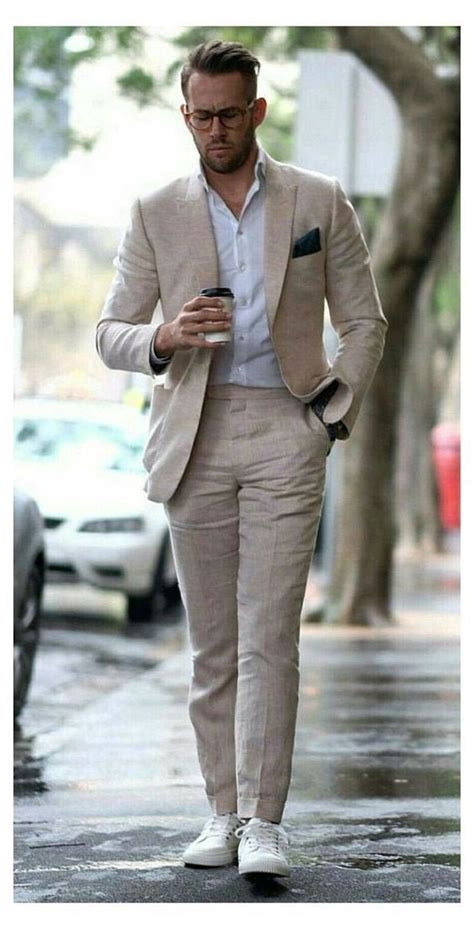 Men Wedding Suit Men Linen Tuxedo Slim Fit Beige Linen Prom Suit Two Buttons Party Wear In 2021