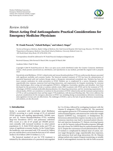 (PDF) Direct-Acting Oral Anticoagulants: Practical Considerations for ...