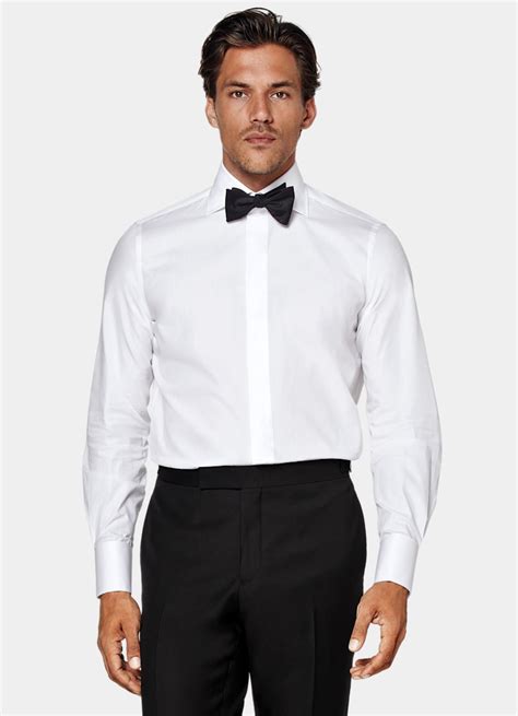 White Twill Slim Fit Tuxedo Shirt In Egyptian Cotton Suitsupply Us