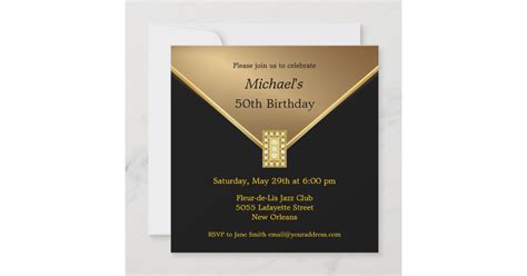 Elegant Gold Black 50th Birthday Party Invitations Zazzle