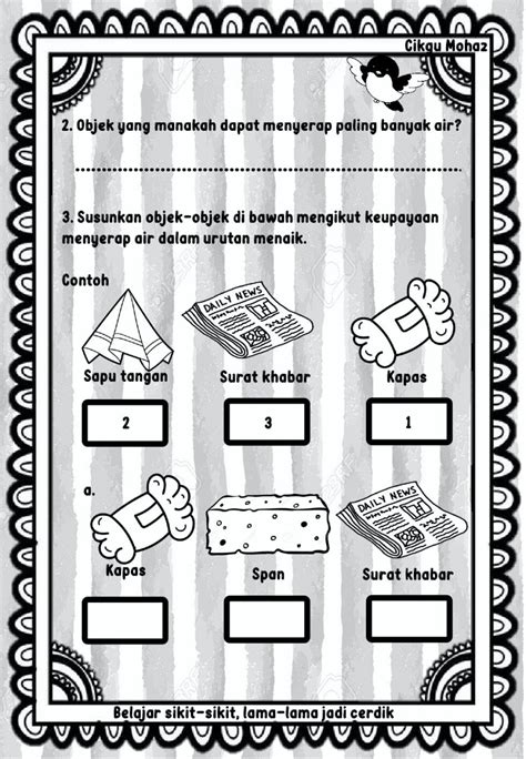 Lembaran Kerja Sains Tahun 1 Penyerapan Cikgu Mohd Fadli Salleh Online
