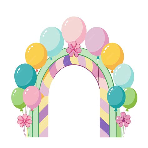 colorful balloon arch cartoon style  white background premium ai