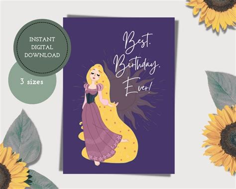 Rapunzel Printable Birthday Card Tangled Digital Birthday Etsy Uk