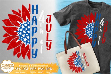 Th Of July Sunflower Svg Patriotic Svg American Flag