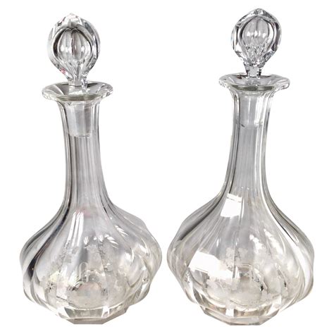 Pair Of English Cut Green Glass Ships Decanters Circa 1900 At 1stdibs