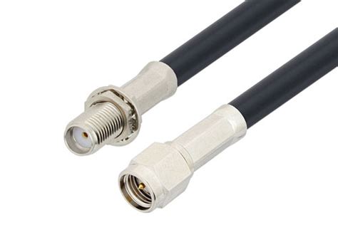 SMA Male To SMA Female Bulkhead Low Loss Cable 36 Inch Length Using LMR