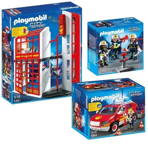 PLAYMOBIL Caserne Pompiers véhicule avec sirène Achat Vente