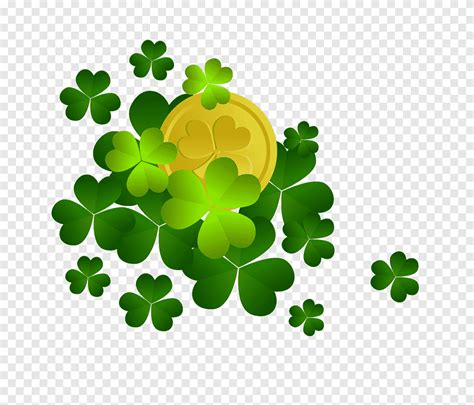 Free Download Round Gold Colored Clover Coin Illustration Shamrock