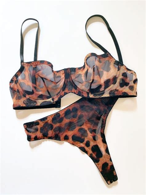 Hot Lingerie Cheetah Leopard Pattern Lingerie Sheer Lingerie Etsy