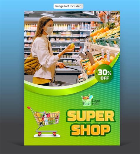 Premium Vector Flat Design Supermarket Poster Template