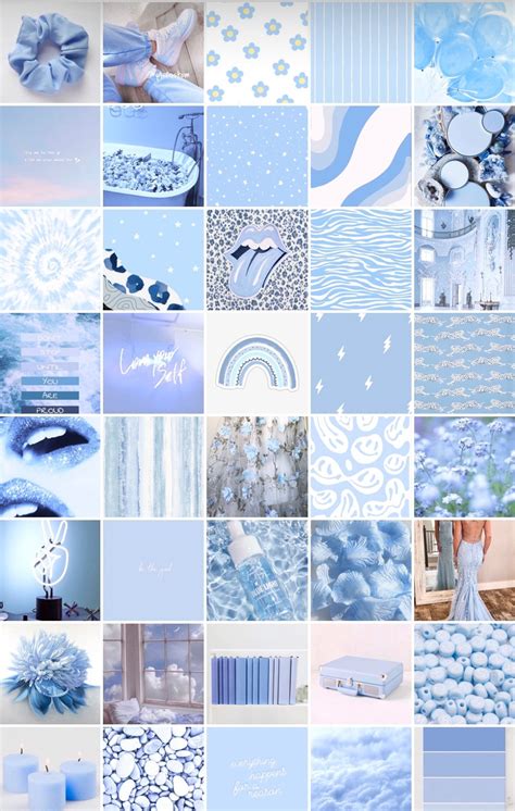 Aesthetic Blue Wall Collage Pcs Blue Photo Wall Collage Etsy