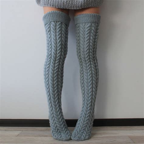 Harpily Clearance Women Knit Leg Stocking Thigh Long Warmers Knee Cable