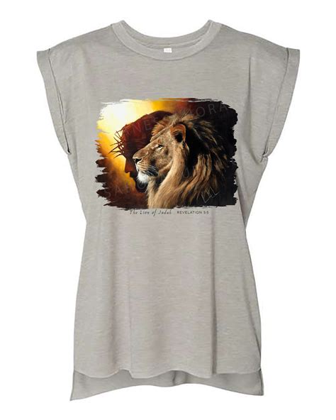 The Lion Of Judah Ladies Rolled Sleeve Muscle T Shirt Vanessa Horabuena