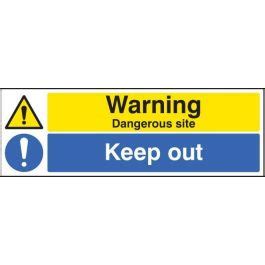 Warning Dangerous Site Keep Out Safety Signs Self Adhesive Vinyl