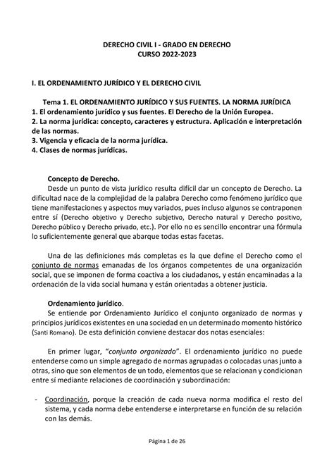 Tema 1 El Ordenamiento Jurídico Y Sus Fuentes La Norma Jurídica