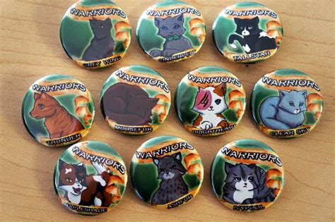 Warriors Cats Button Pins 125 Or 225 Zawiera Firestar Etsy