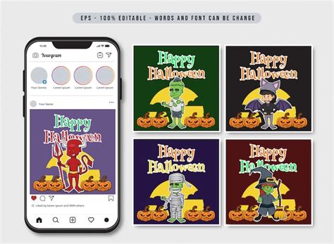 Premium Vector Happy Halloween Social Media Post Template